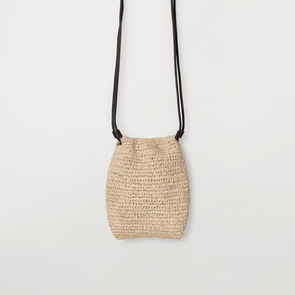 NWT COS DRAWSTRING PHONE POUCH - STRAW